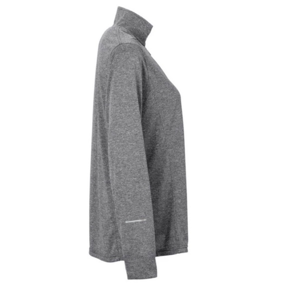 NIKE Dri-Fit Running Pullover Quarter Zip Neon Green Charcoal Gray Athletic Top - Picture 2 of 5